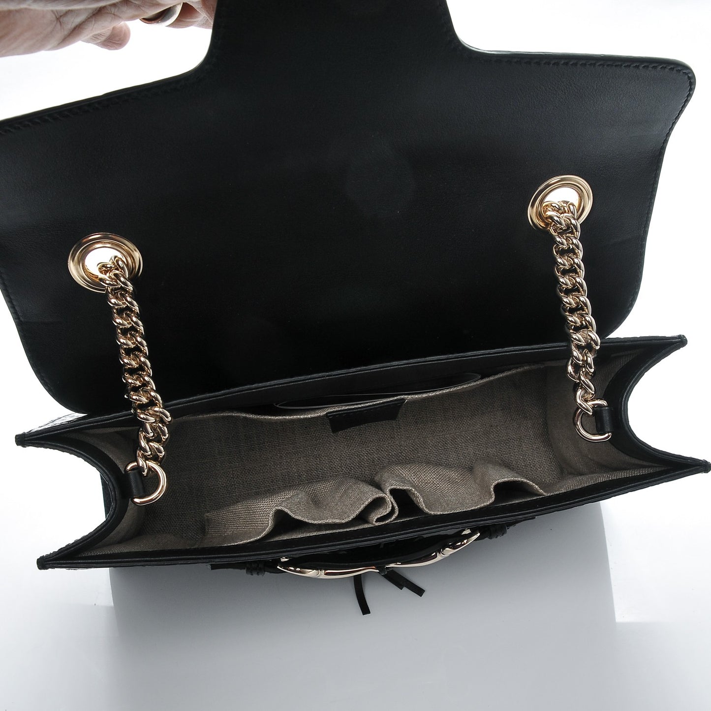 Microguccissima Medium Emily Chain Shoulder Bag Black