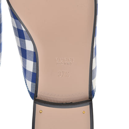Gucci Cotton Gingham Womens Princetown Slippers 37.5 White Blue 6 of 8