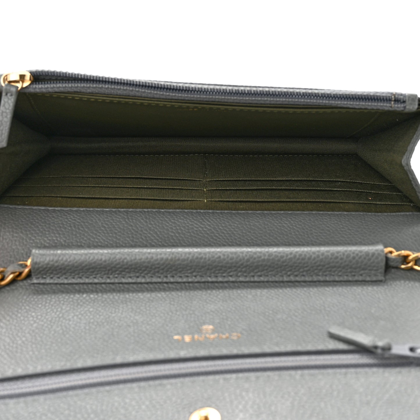 Caviar Quilted Boy Wallet On Chain WOC Grey
