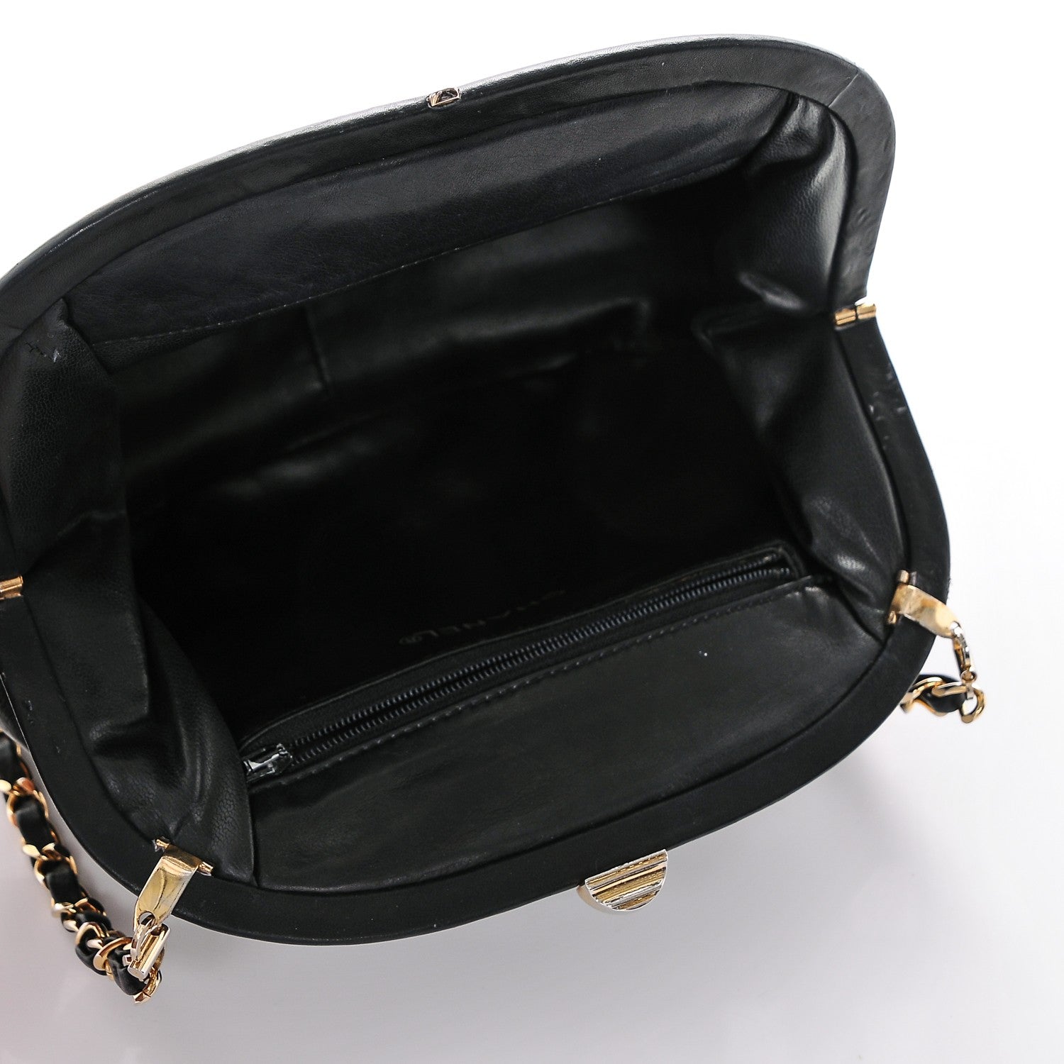 Chanel Calfskin Quilted Kisslock Frame Bag Black 5 of 8
