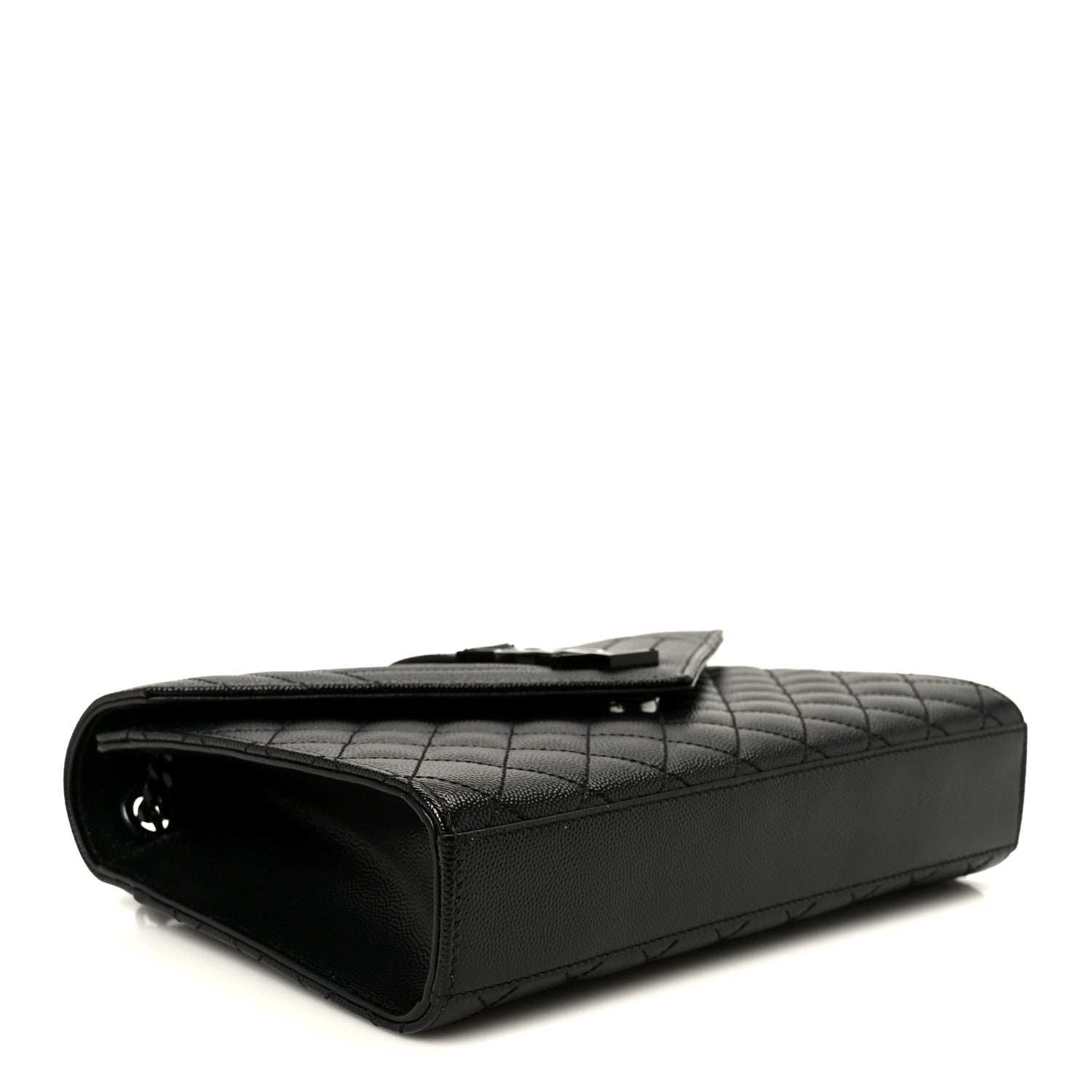 Saint Laurent Grain De Poudre Textured Mixed Matelasse Triquilt Medium Monogram Monochrome Satchel Black 3 of 10