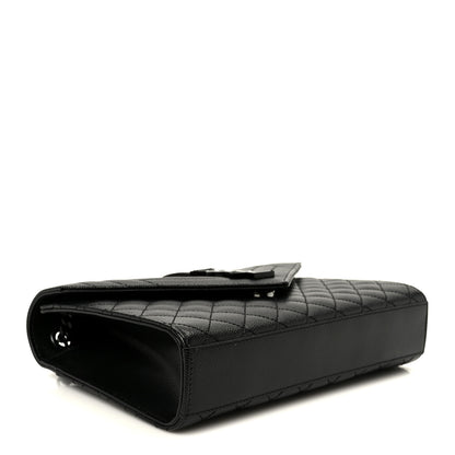 Saint Laurent Grain De Poudre Textured Mixed Matelasse Triquilt Medium Monogram Monochrome Satchel Black 3 of 10