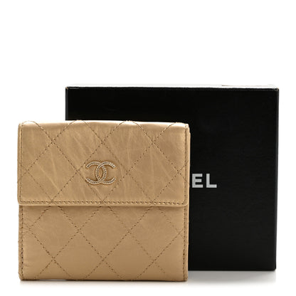 Chanel Metallic Calfskin Diamond Stitch Compact French Flap Wallet Gold Rose 9 of 9