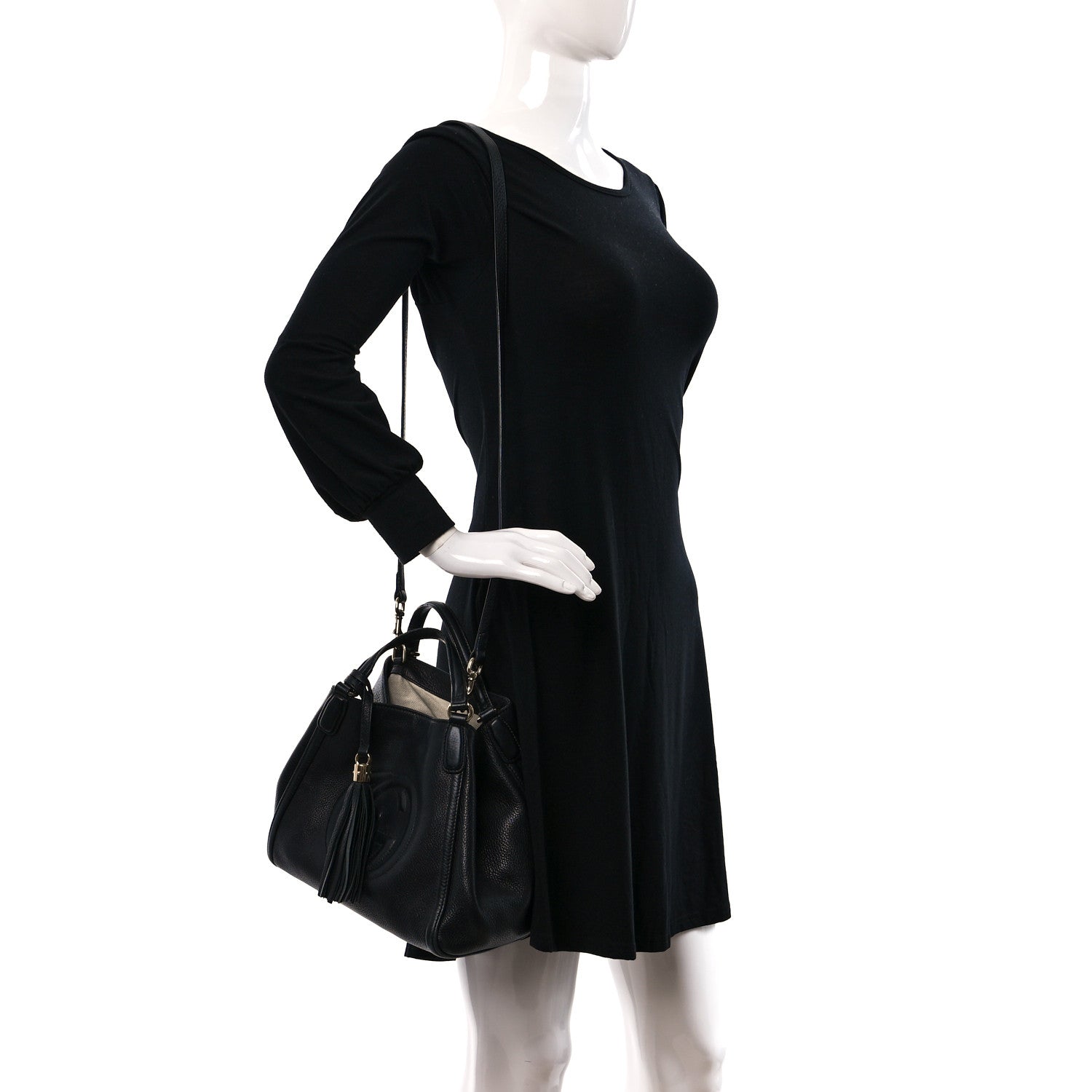 Gucci Pebbled Calfskin Small Soho Shoulder Bag Black 2 of 13