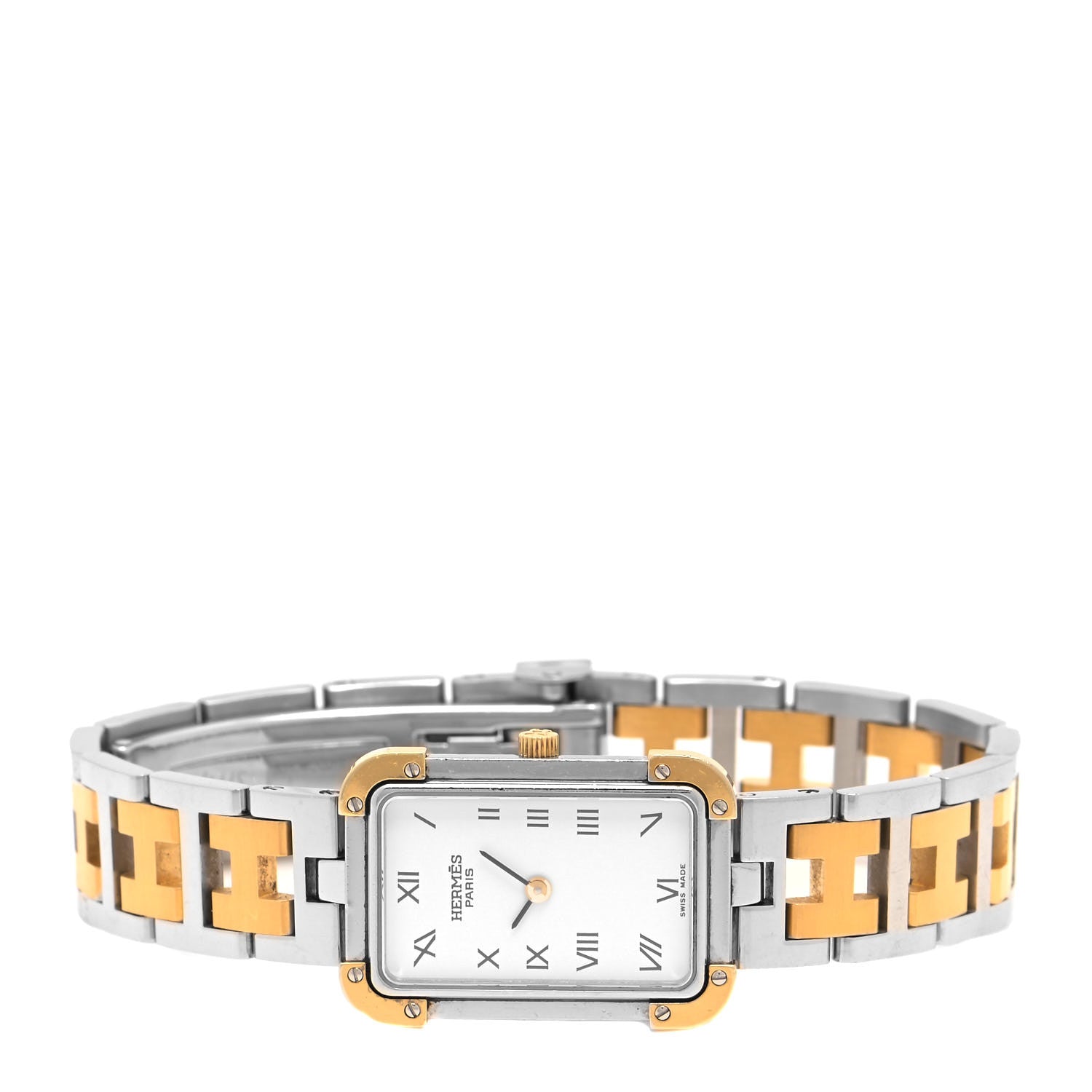 Hermes Stainless Steel 18mm Rectangle Croisiere Quartz Watch Gold 2 of 5