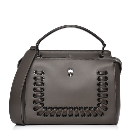 Fendi Vitello Baltico Dolce Shiny Nappa Lace Up DotCom Satchel Carbone Menta 1 of 11