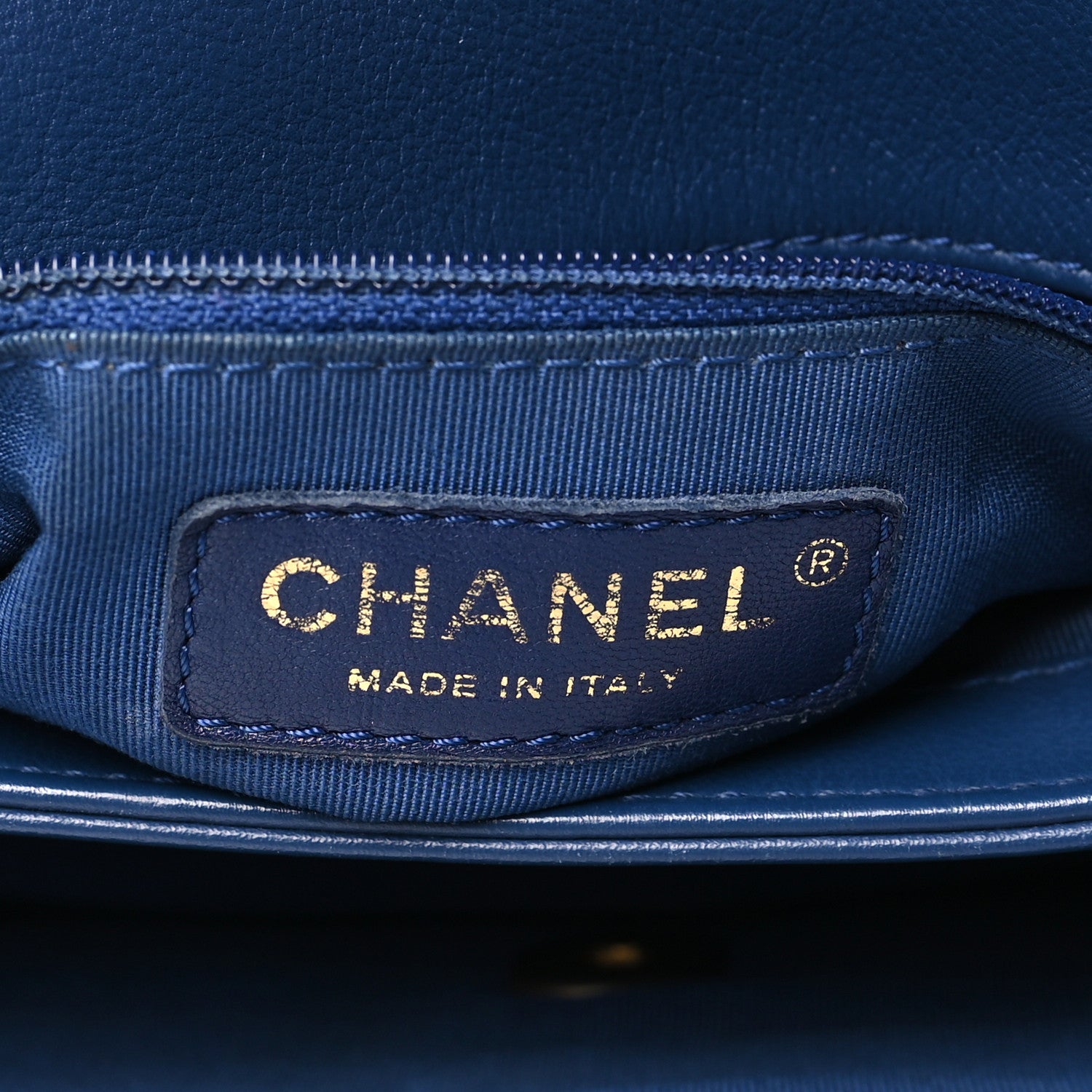 Chanel Grained Calfskin Snakeskin Small Chevron Chic Top Handle Flap Blue 6 of 11