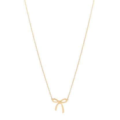Tiffany 18K Yellow Gold Mini Bow Pendant Necklace 1 of 5