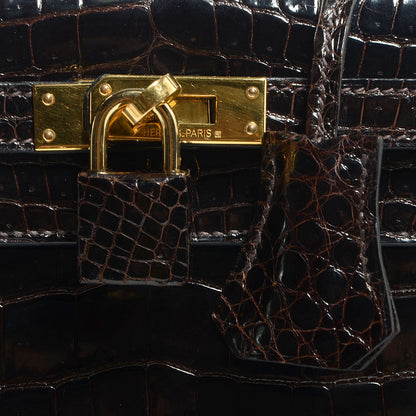 Hermes Shiny Porosus Crocodile Kelly Sellier 25 Cocoan 13 of 28