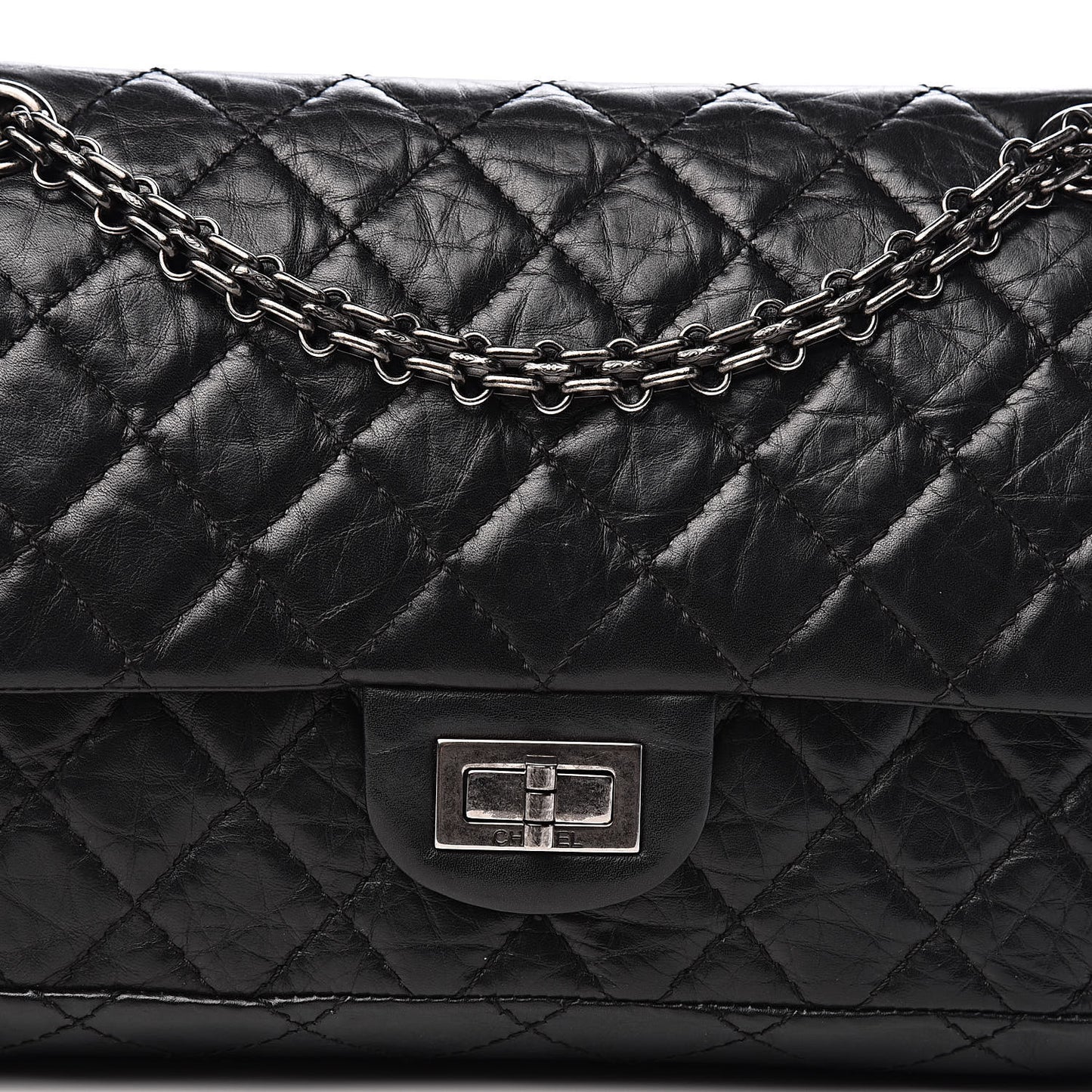 Aged Calfskin Quilted 2.55 Reissue 225 Flap Black