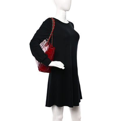 Chanel Patent Chocolate Bar Quilted Tote Red 2 of 8