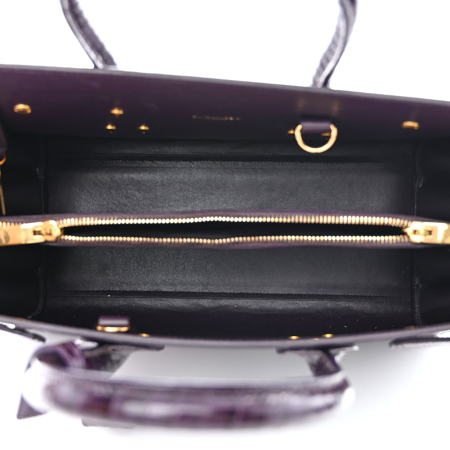 Saint Laurent Calfskin Crocodile Embossed Small Sac de Jour Prune 5 of 10