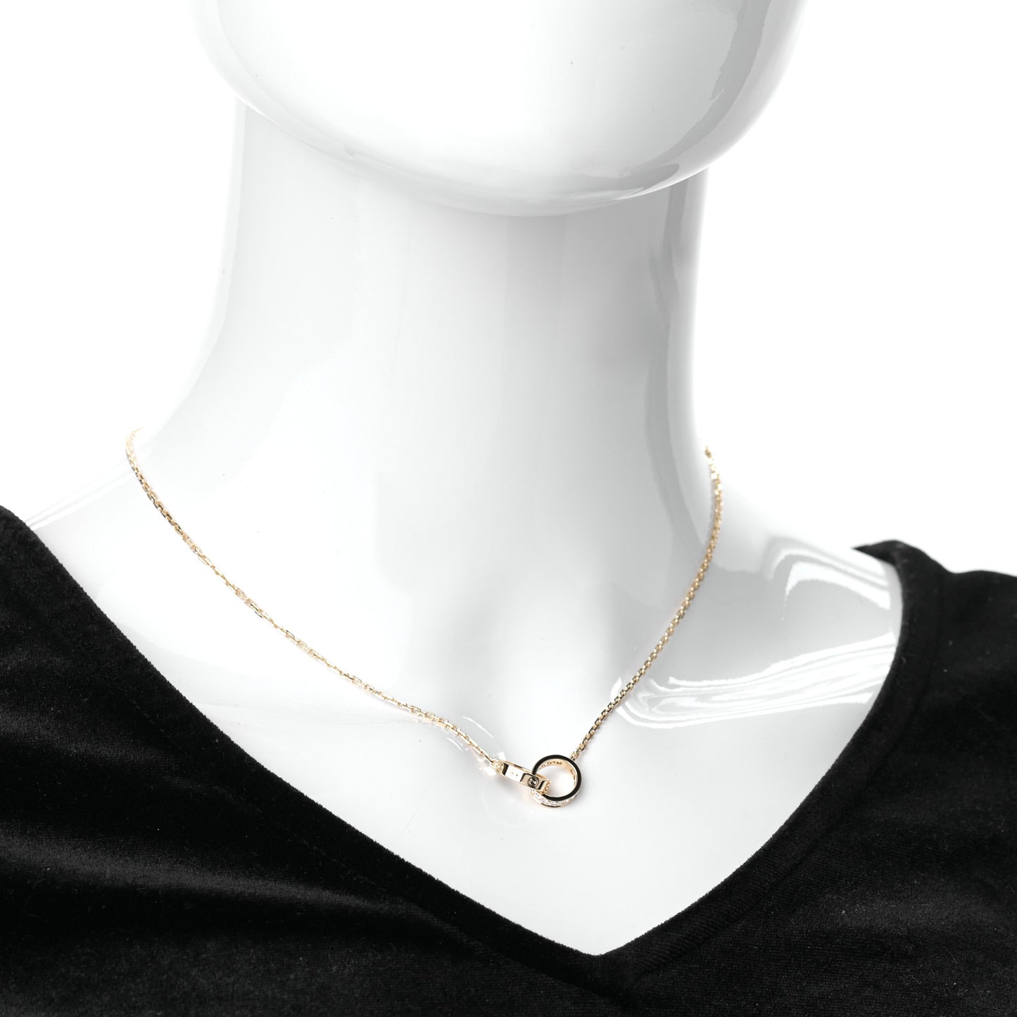 18K Yellow Gold Diamond Interlocking LOVE Necklace
