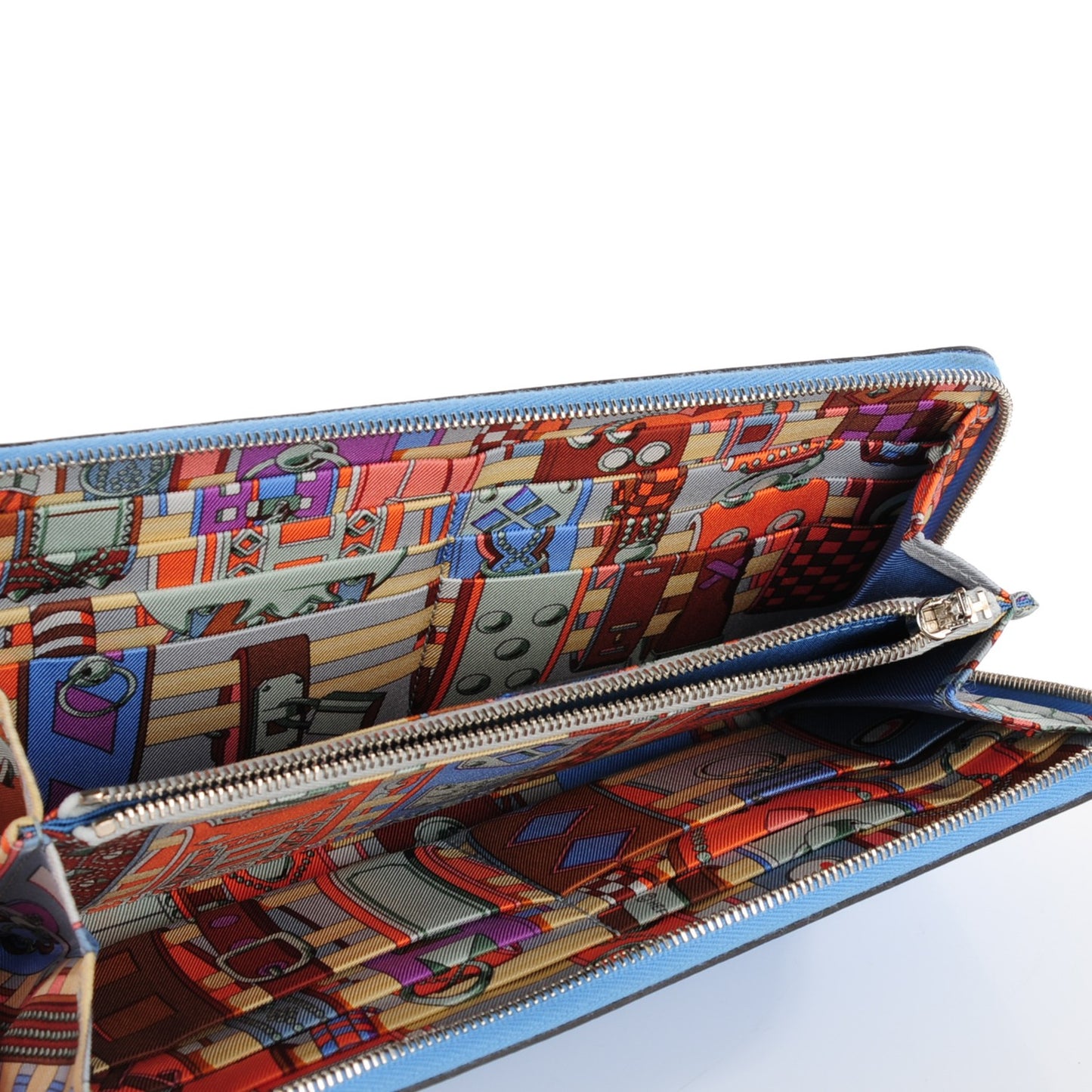 Epsom Silk'In Wallet Bleu Paradis Gris Perle