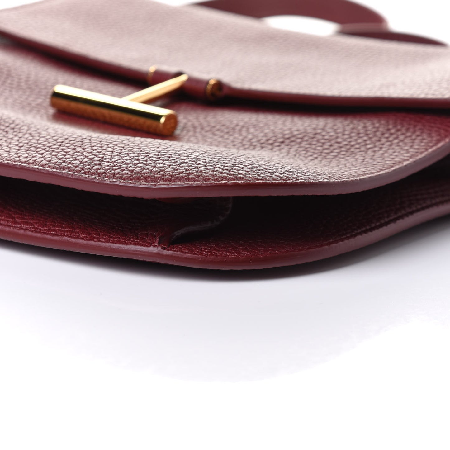 Grained Calfskin T Clasp Tara Crossbody Bag Cabernet