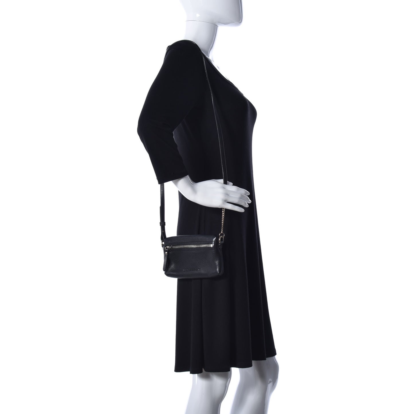 Grain Calfskin Mini Crossbody Bag Black