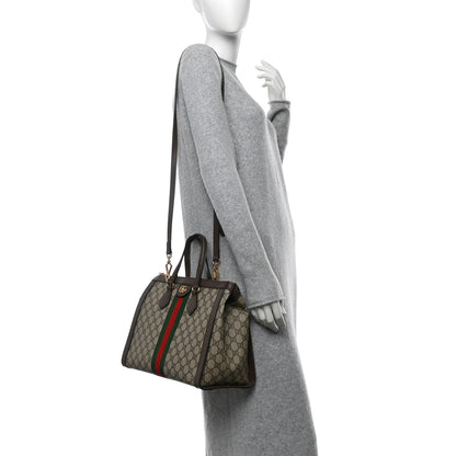 Gucci GG Supreme Monogram Web Medium Ophidia Tote Bag Brown 2 of 9