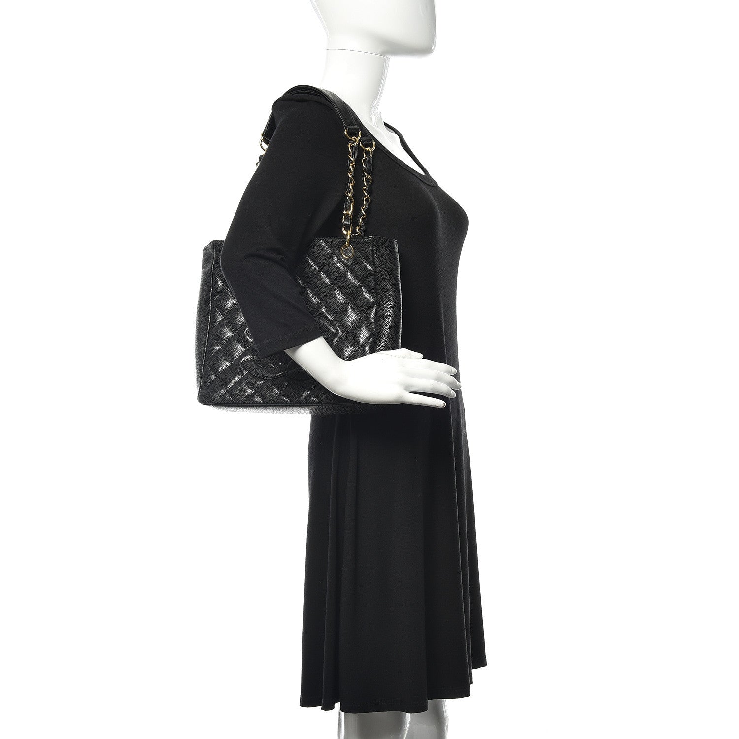 Chanel Caviar Quilted Petit Shopping Tote PST Black 2 of 10