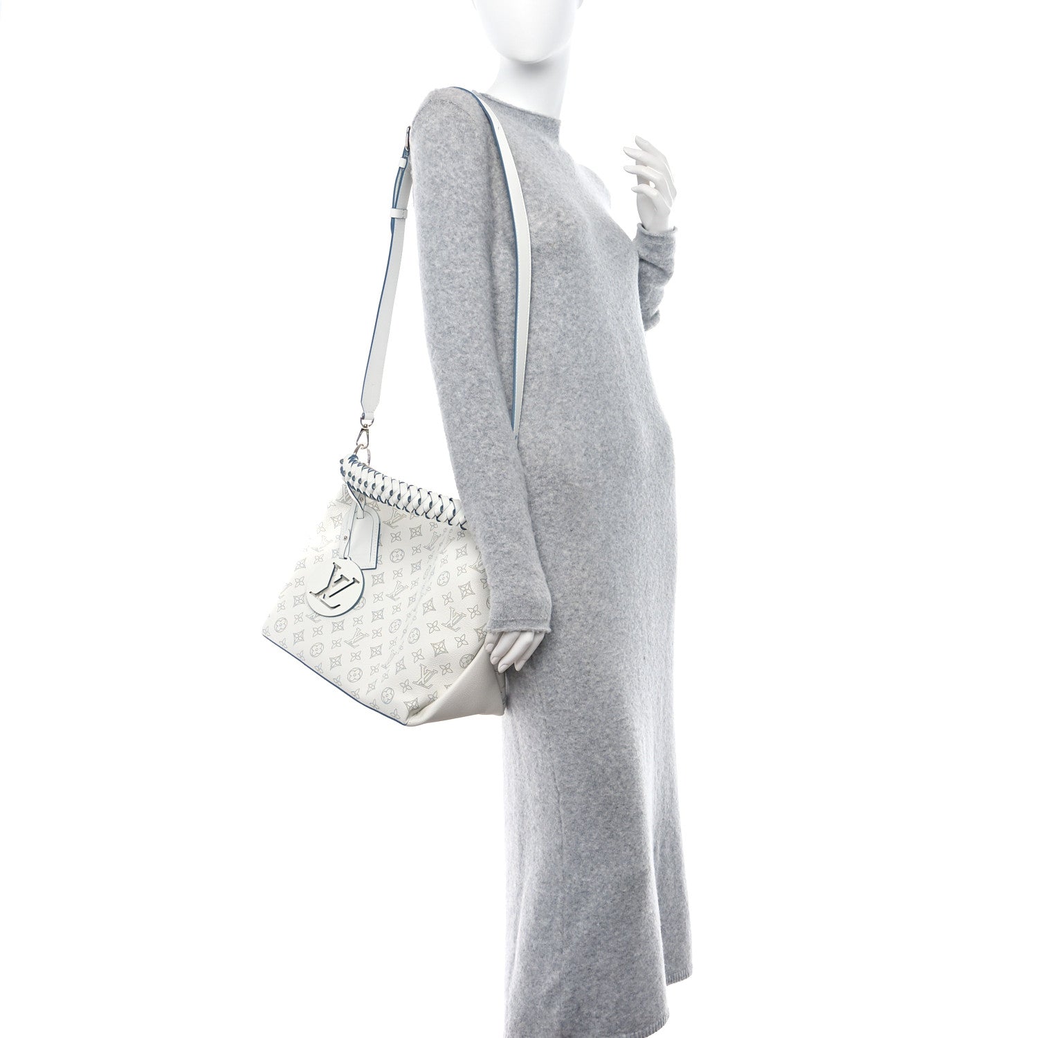 Louis Vuitton Mahina Beaubourg Hobo MM Snow Orage Blue 2 of 8