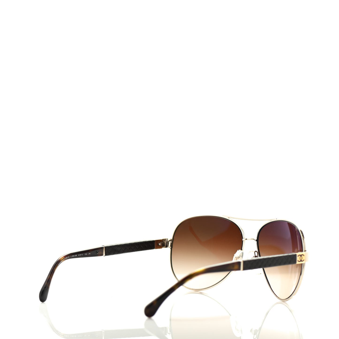 Lambskin Quilted CC Aviator Sunglasses 4195-Q Brown Gold