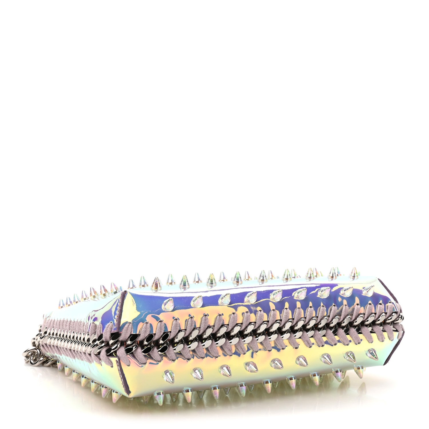 Stella McCartney Holographic Faux Leather Mini Zip Spike Falabella Silver 4 of 9