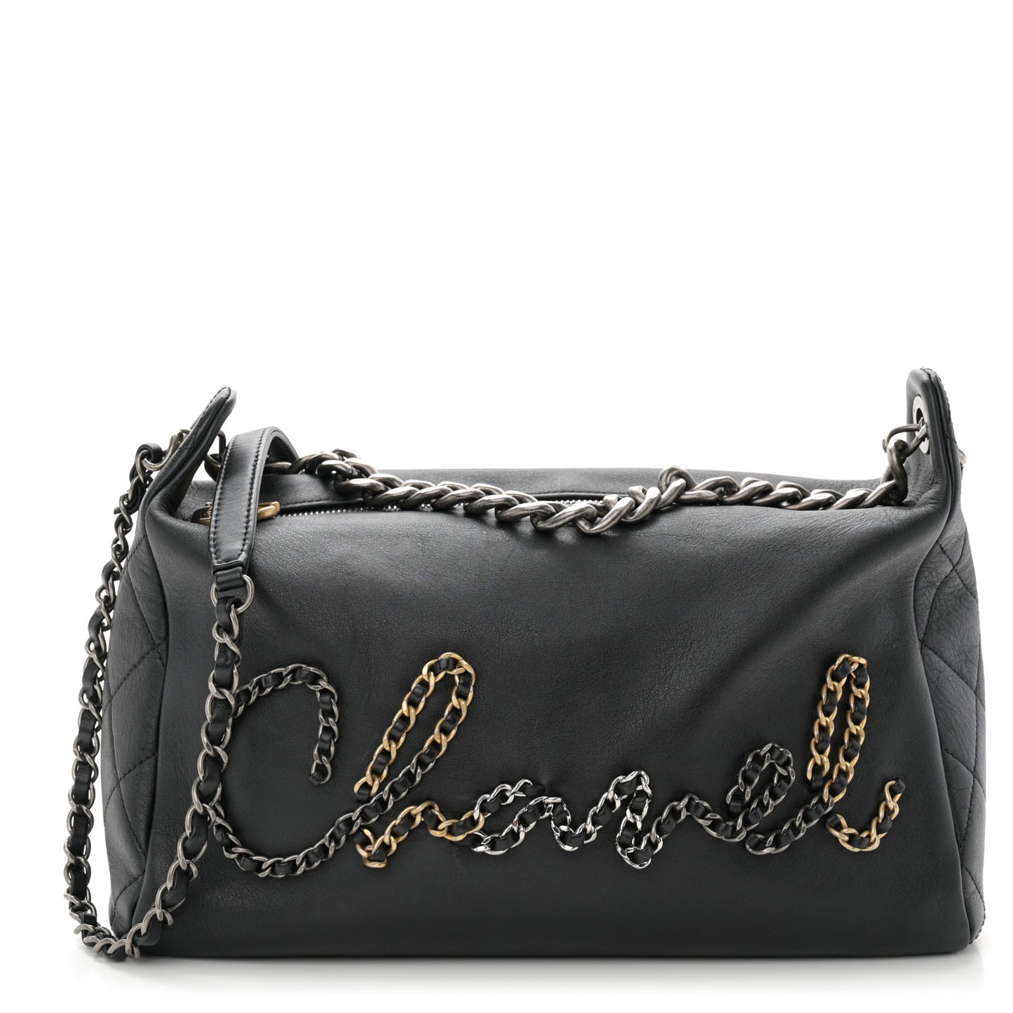 Calfskin Chain 20s Signature Hobo Black