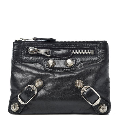 Balenciaga Agneau Giant 12 Silver Hardware M Porte-Monnaie Coin Purse Black 1 of 6