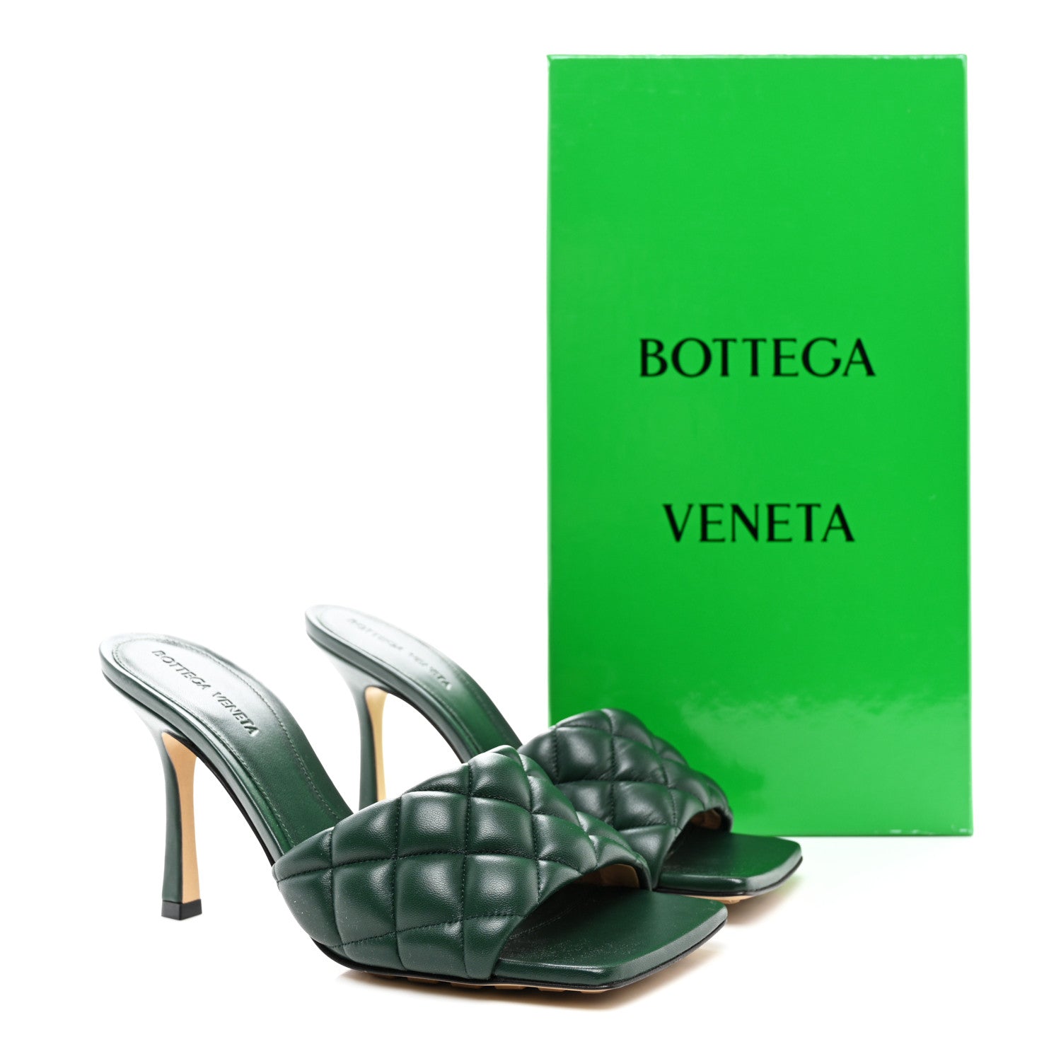 Bottega Veneta Nappa Matelasse Padded Mule Sandals 39 Pine Green 9 of 9