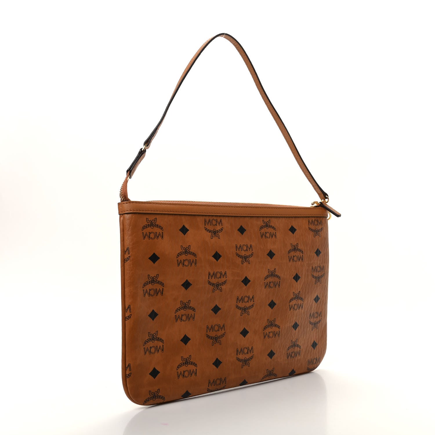 MCM Visetos Liz Shopper Tote Pouch Cognac 3 of 7