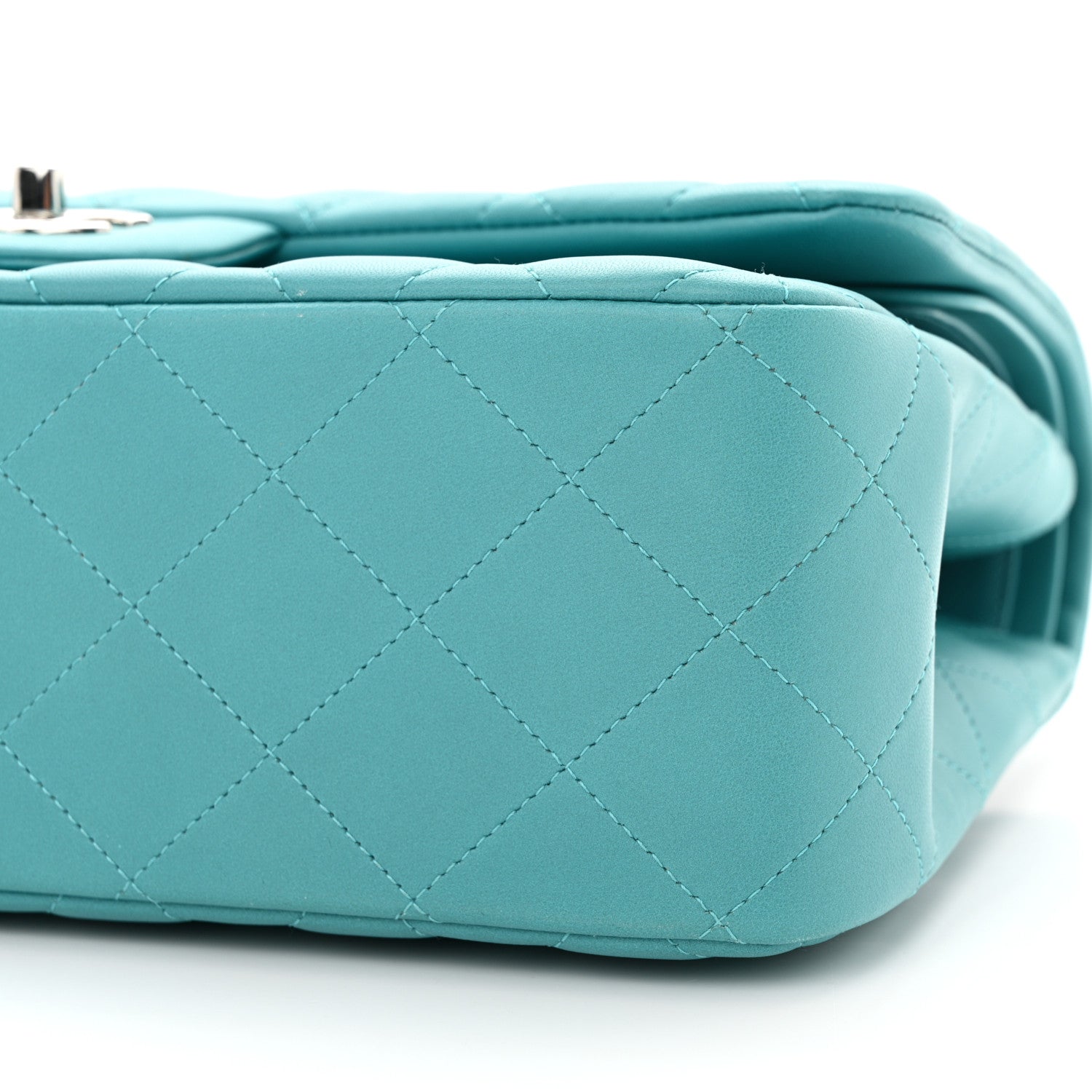 Chanel Lambskin Quilted Jumbo Double Flap Turquoise 10 of 12