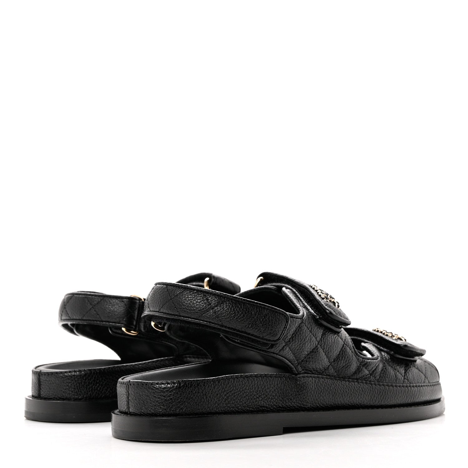 Chanel Grained Calfskin Velcro Dad Sandals 36.5 Black 4 of 9