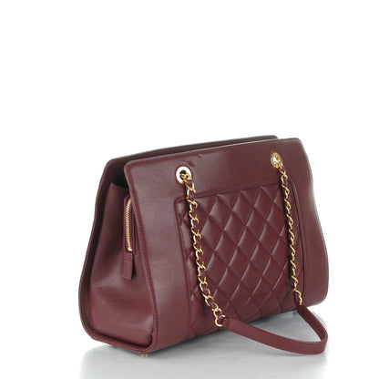 Chanel Sheepskin Quilted Mademoiselle Vintage Shopping Tote Burgundy 3 of 8