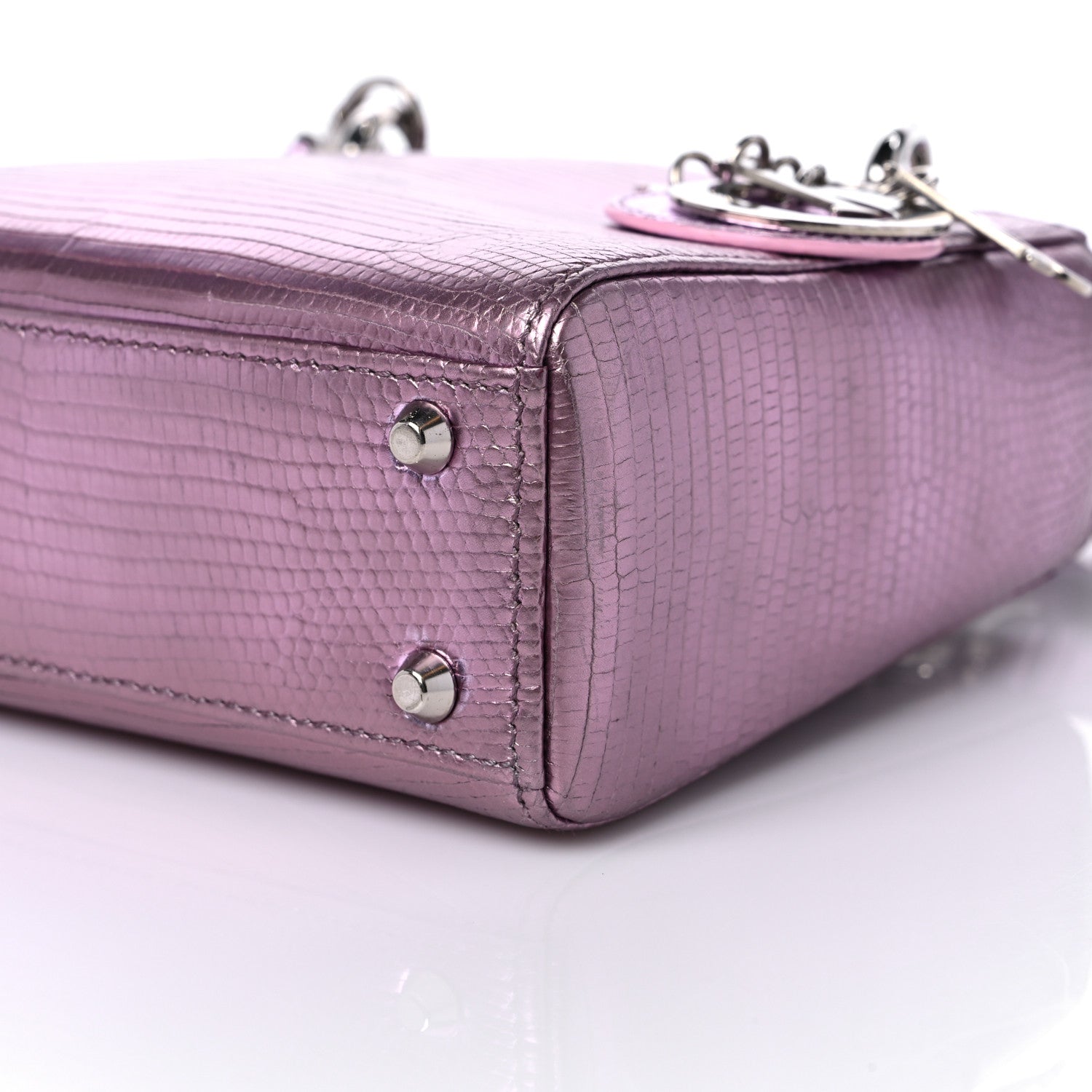 Christian Dior Metallic Lizard Mini Lady Dior Pink 8 of 10