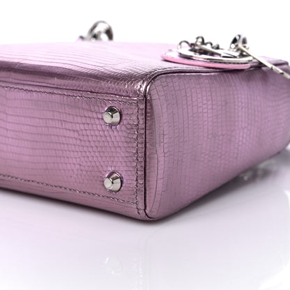 Christian Dior Metallic Lizard Mini Lady Dior Pink 8 of 10