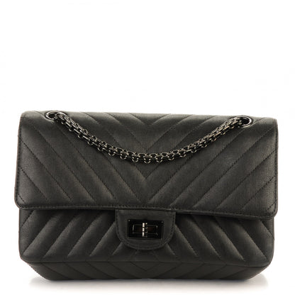 Chanel Sheepskin Chevron Quilted 2.55 Reissue 225 Double Flap So Black 1 of 9