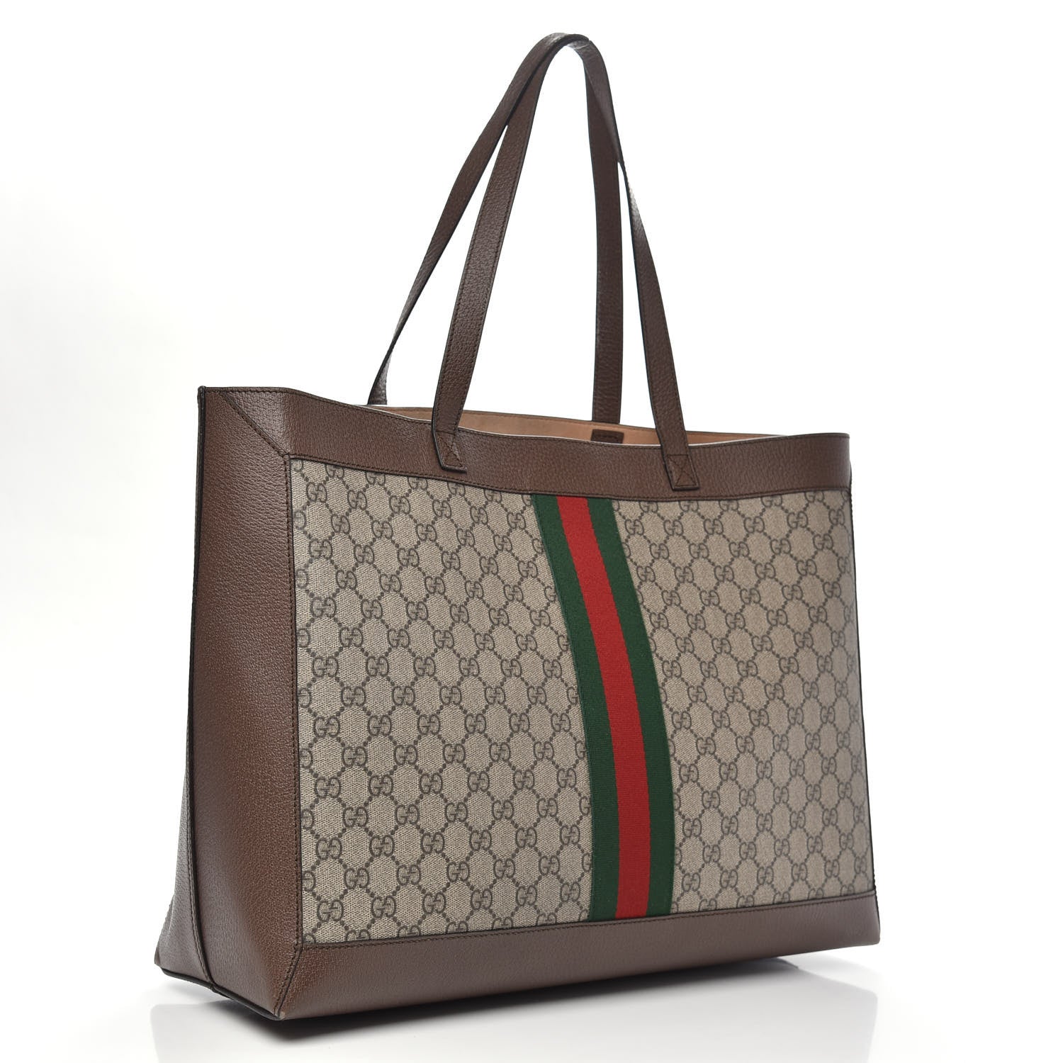 Gucci GG Supreme Monogram Web Ophidia Tote Brown 3 of 11