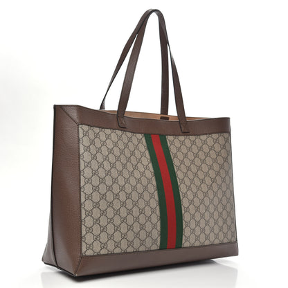 Gucci GG Supreme Monogram Web Ophidia Tote Brown 3 of 11