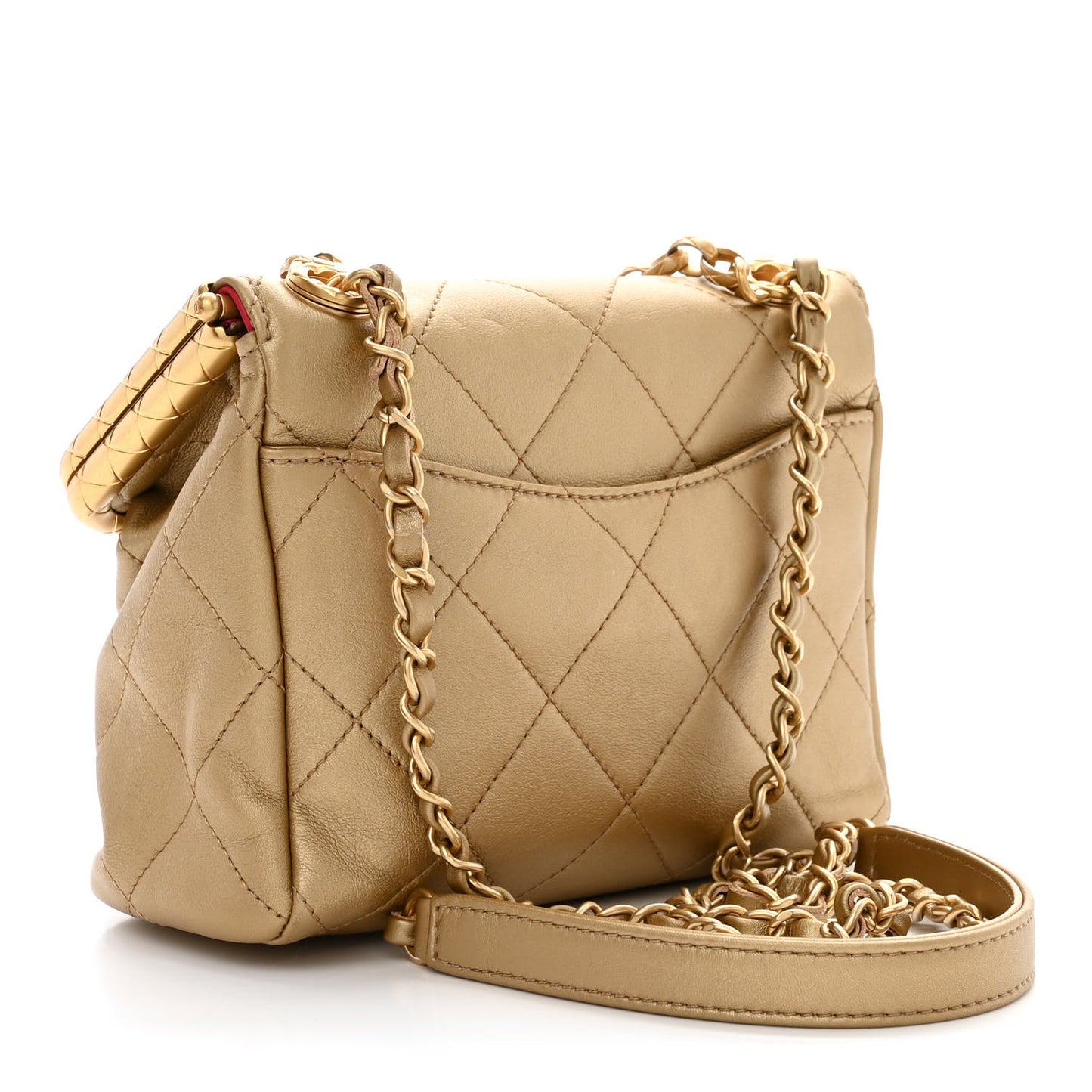 Metallic Lambskin Quilted My Crush Bag Gold