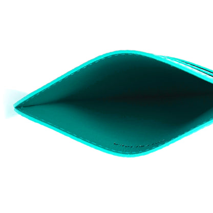 Balenciaga Grained Calfskin Logo Cash Rounded Card Holder Dark Turquoise White 5 of 8
