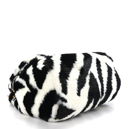 Dolce & Gabbana Faux Fur Zebra Print Miss Sicily Satchel Black White 4 of 8