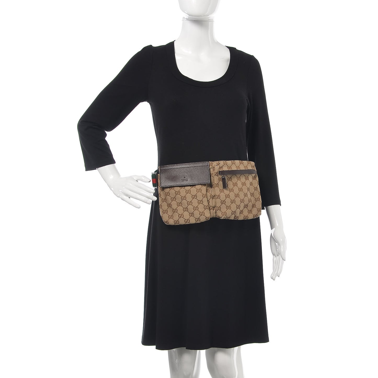 Monogram Web Belt Bag Dark Brown