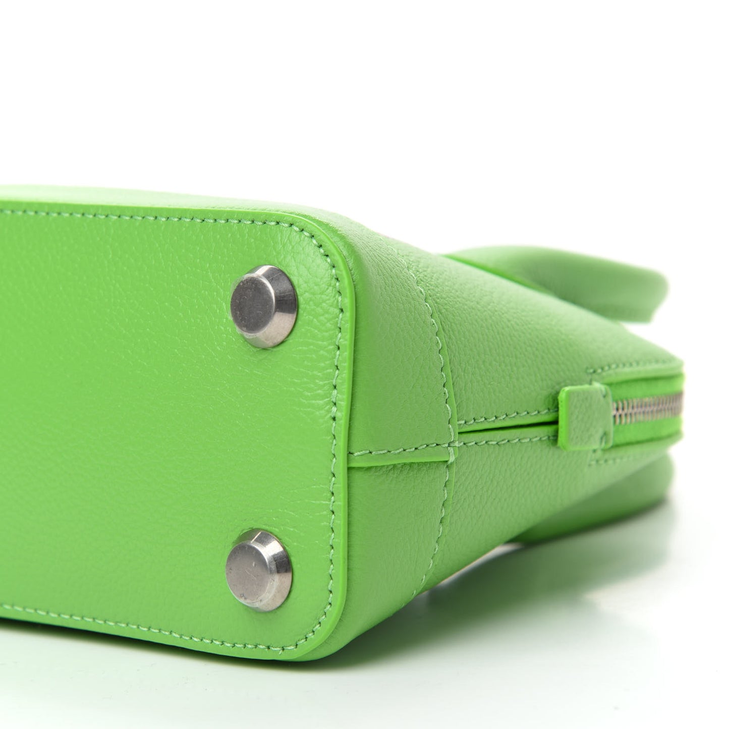 Grained Calfskin XXS Ville Top Handle Bag Light Green Fuchsia