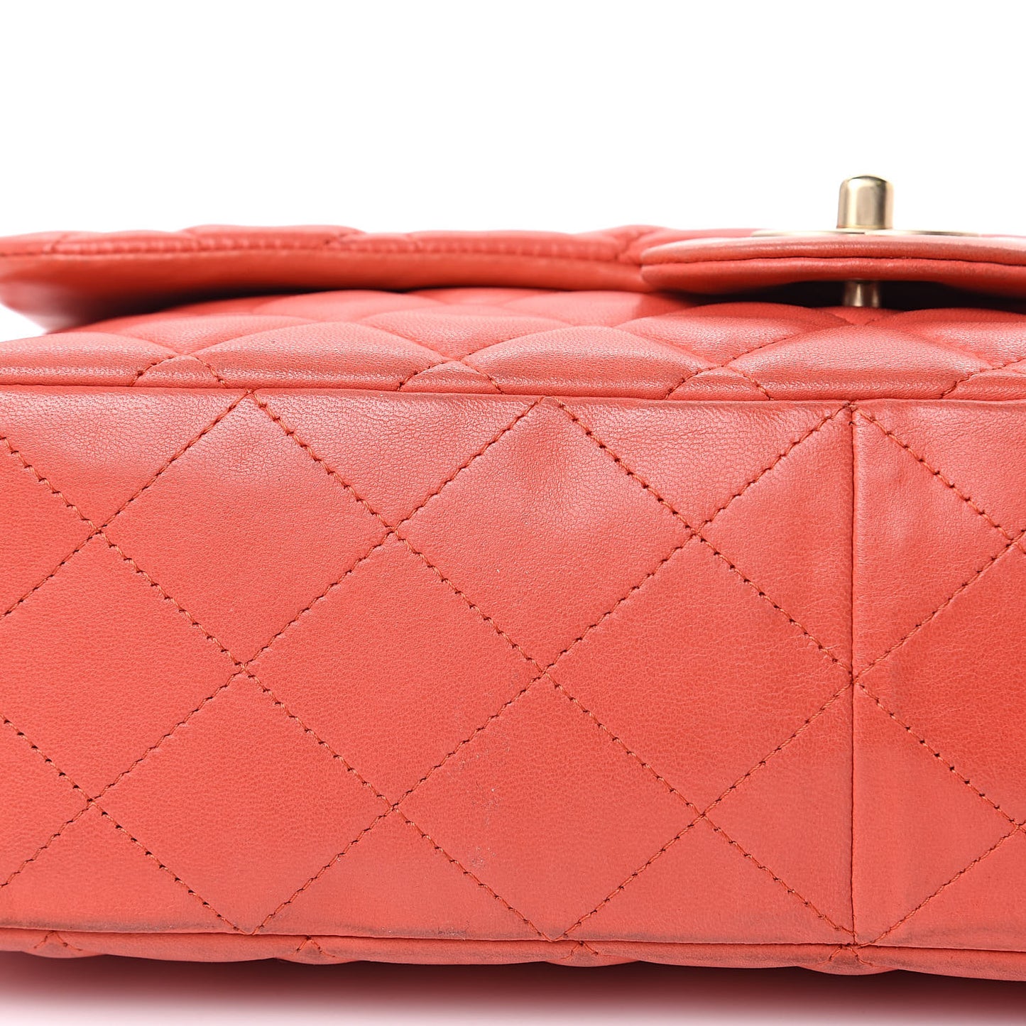 Lambskin Quilted Jumbo Single Flap Coral