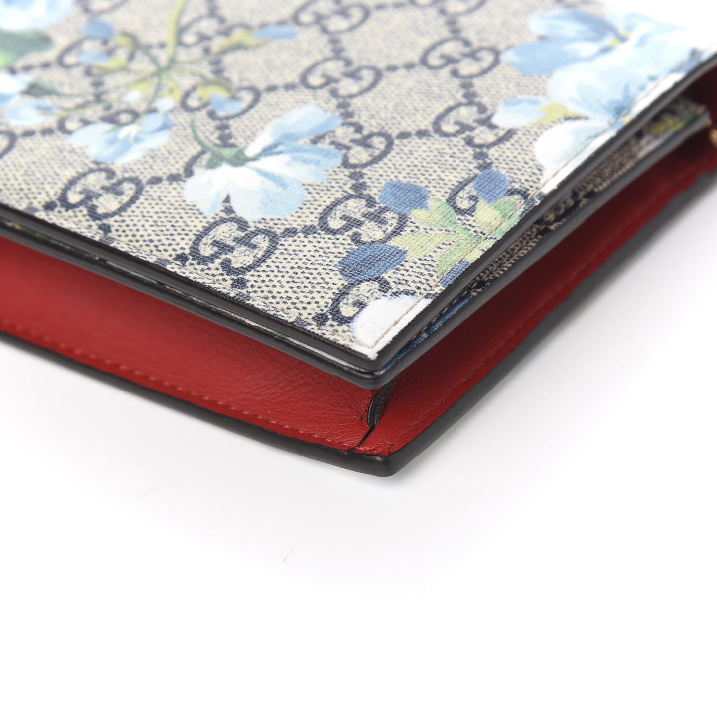 GG Supreme Monogram Blooms Chain Wallet Blue