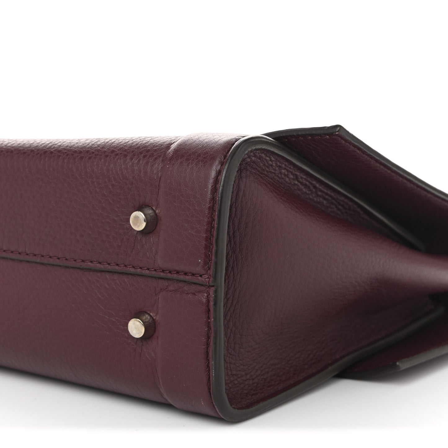 Grained Calfskin Small Shark Lock Satchel Burgundy