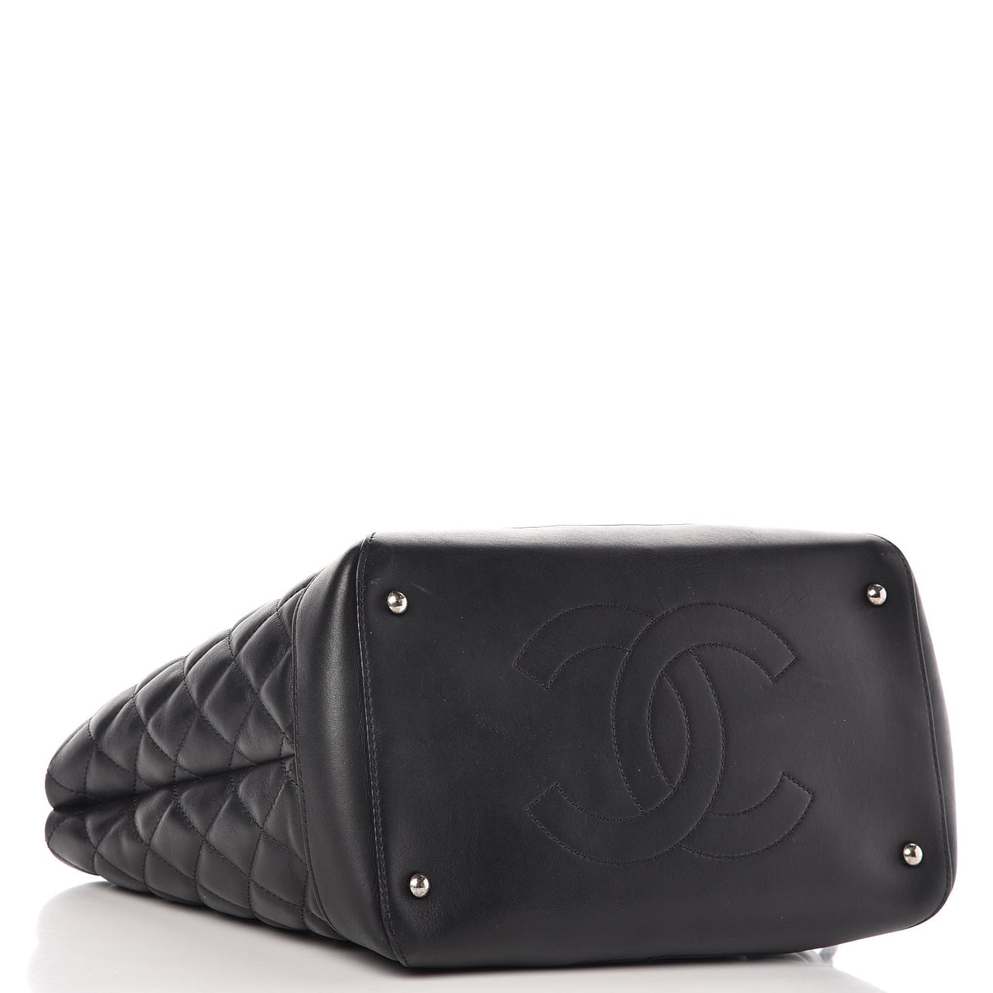 Calfskin Quilted Small Easy Shopping Tote Black