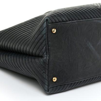 Chanel Wrinkled Lambskin Chevron Quilted Large Surpique Tote Black 10 of 18