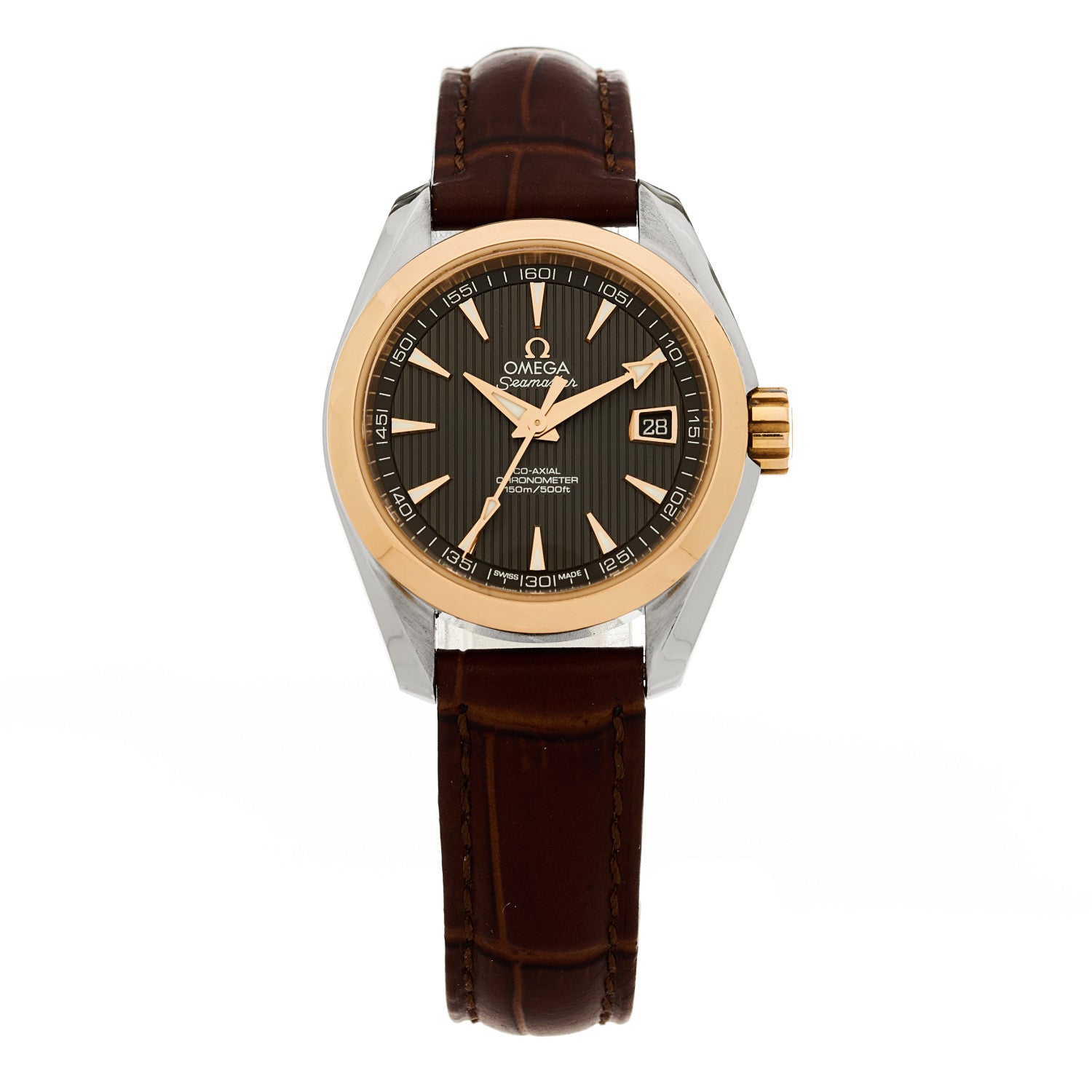 Omega Stainless Steel 18K Yellow Gold Alligator 30mm Seamaster Aqua Terra 150M Automatic Watch Grey 231.23.30.20.06.002 1 of 4
