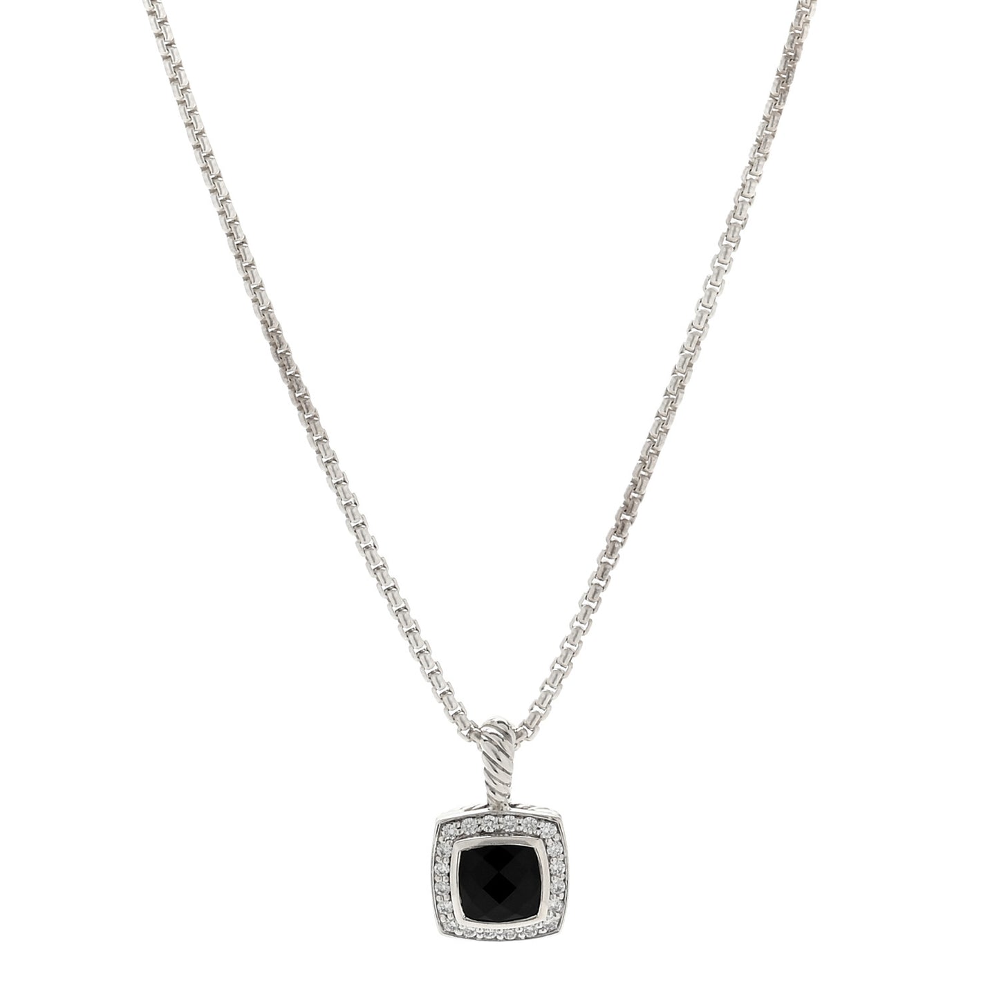 Sterling Silver Diamond Black Onyx 7mm Petite Albion Necklace