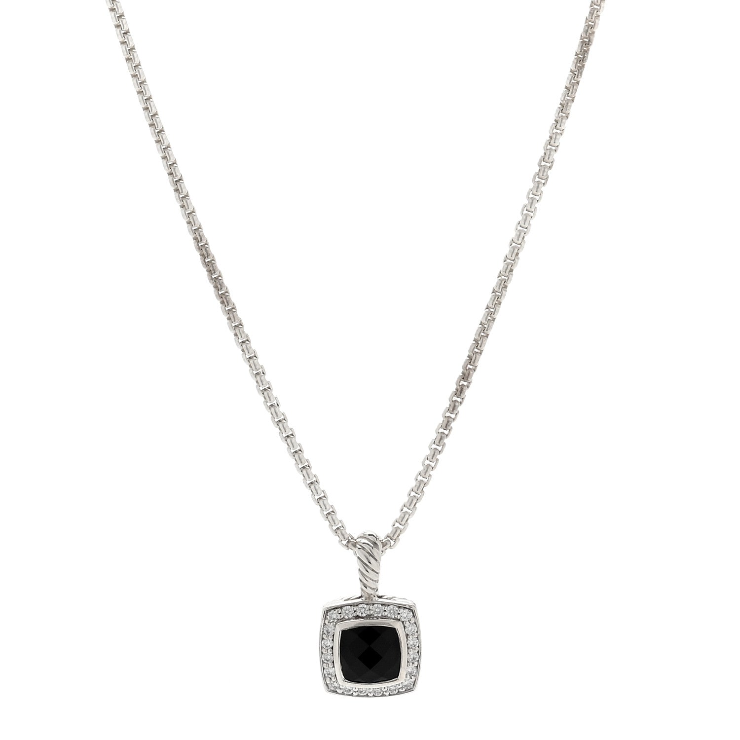 David Yurman Sterling Silver Diamond Black Onyx 7mm Petite Albion Necklace 1 of 4